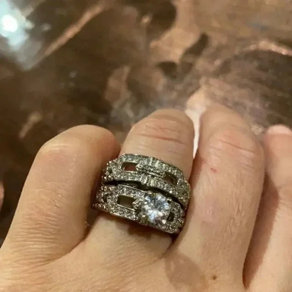 Crystal Female Big Stone Ring Set Boho Fashion NWBOX - Picture 7 of 8